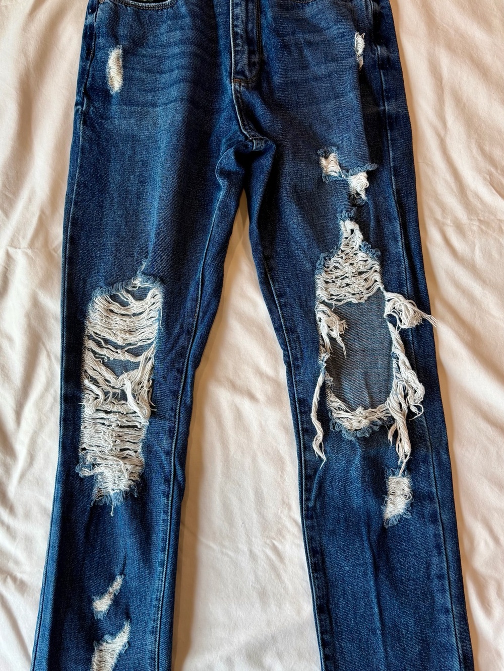 Dark Blue Distressed Women's Jeans